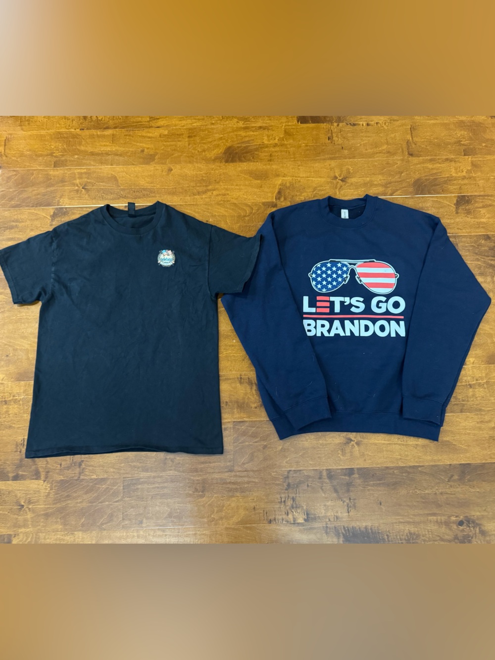 Men’s medium Let’s Go Brandon sweatshirt & Gulf of America t-shirt